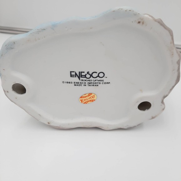 Vintage 1983 Enesco White Duck Mama & Baby Yellow Duckling Pond lily padFigurine - Picture 7 of 8